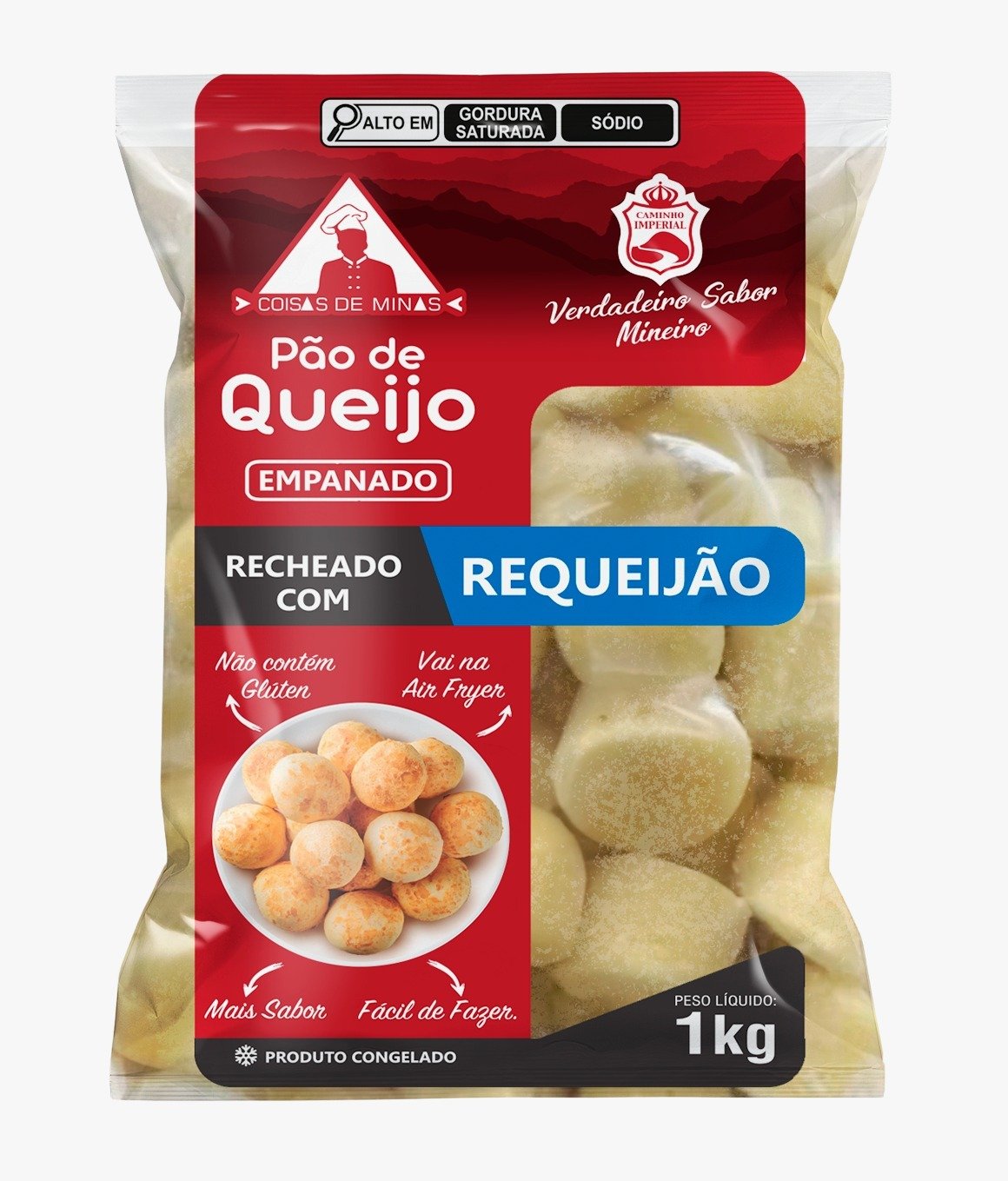 Pão de queijo recheado com requeijão Coisas de Minas